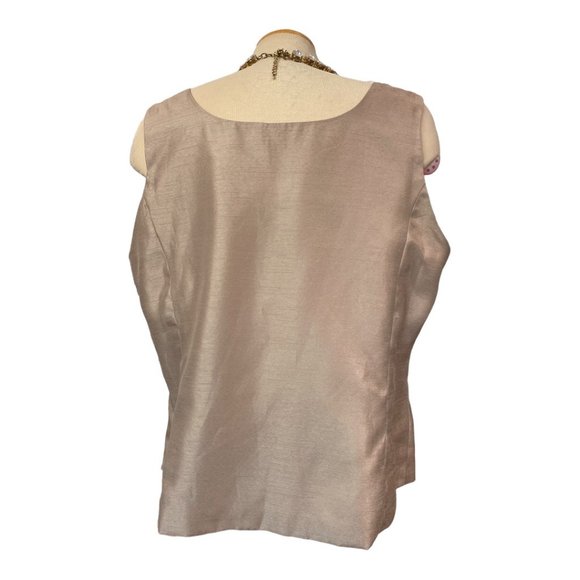 BLOUSE Sleeveless Sz 20W Beige Silk-look Side Zip Mother of the Bride - Picture 6 of 13
